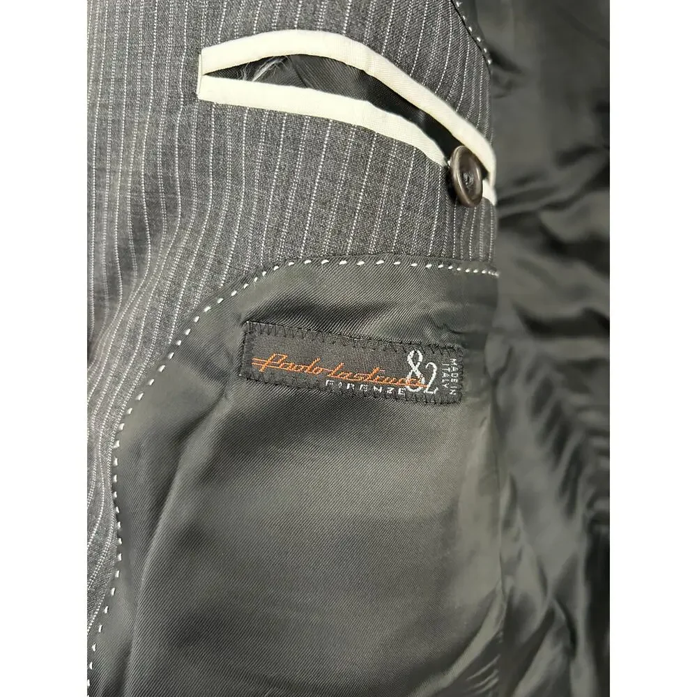 Ermenegildo Zegna Gray Pin Stripe Suit Jacket Blazer 48R - Italian Made